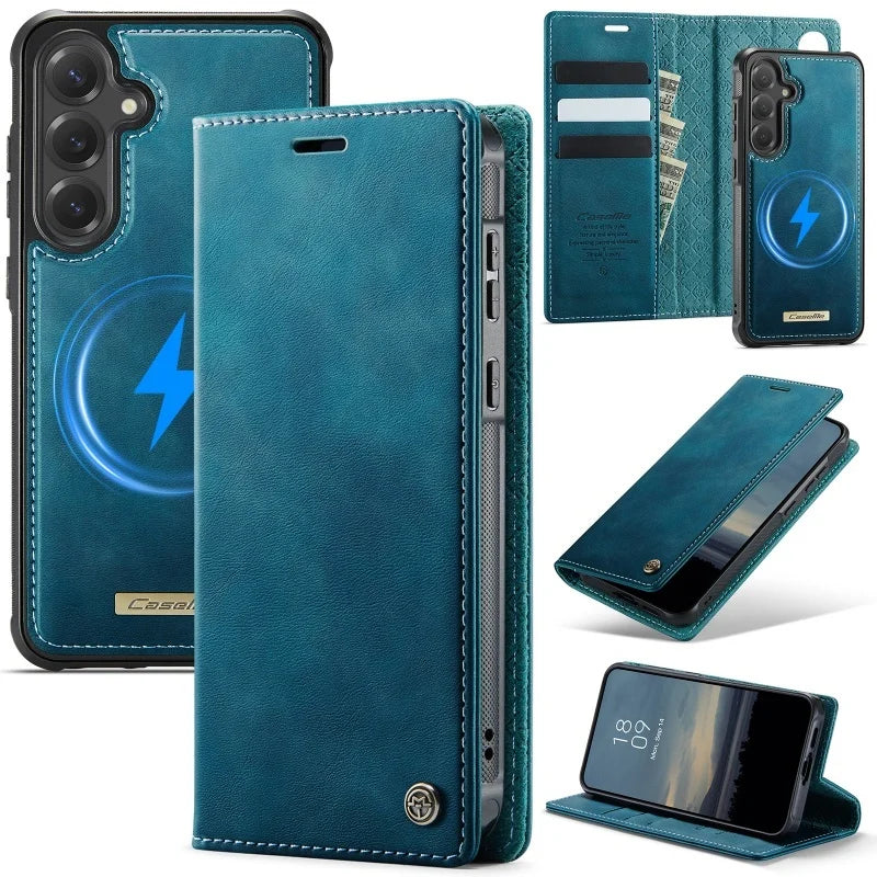 Magnetische Leder Geldbörse Hülle für Samsung