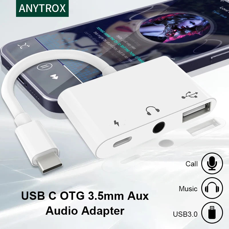 USB Typ-C auf 3,5 mm Audio & OTG Adapter für Smartphone und Tablet