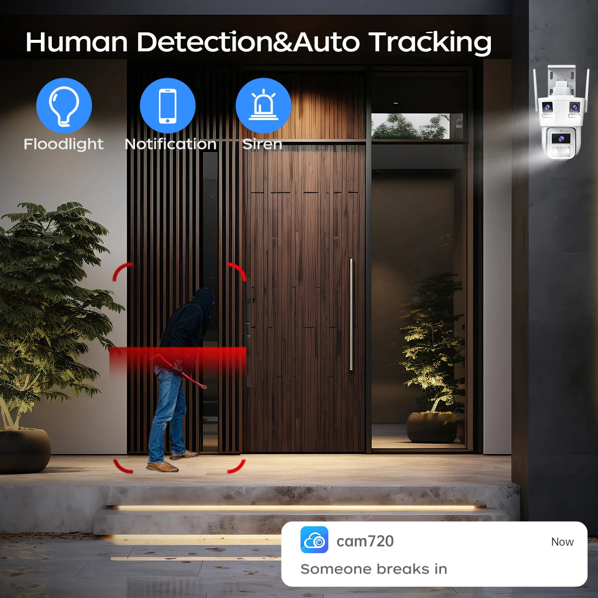 15MP Outdoor IP Kamera mit 3 Objektiven und Audio