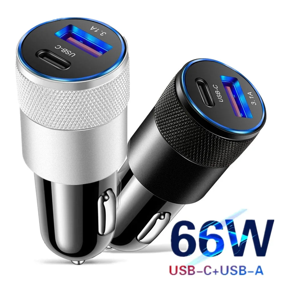 66W USB Auto Ladegerät Schnellladeadapter