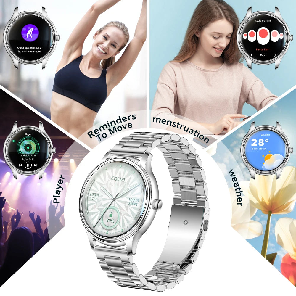 Ultradünne Smartwatch 1,32" AMOLED Damen Gesundheit