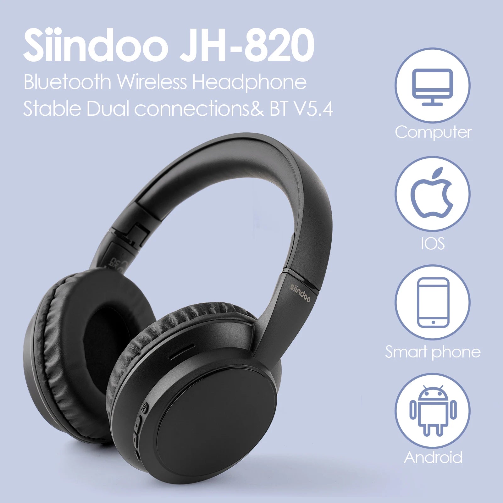 Siindoo JH-820 Faltbare Bluetooth-Kopfhörer