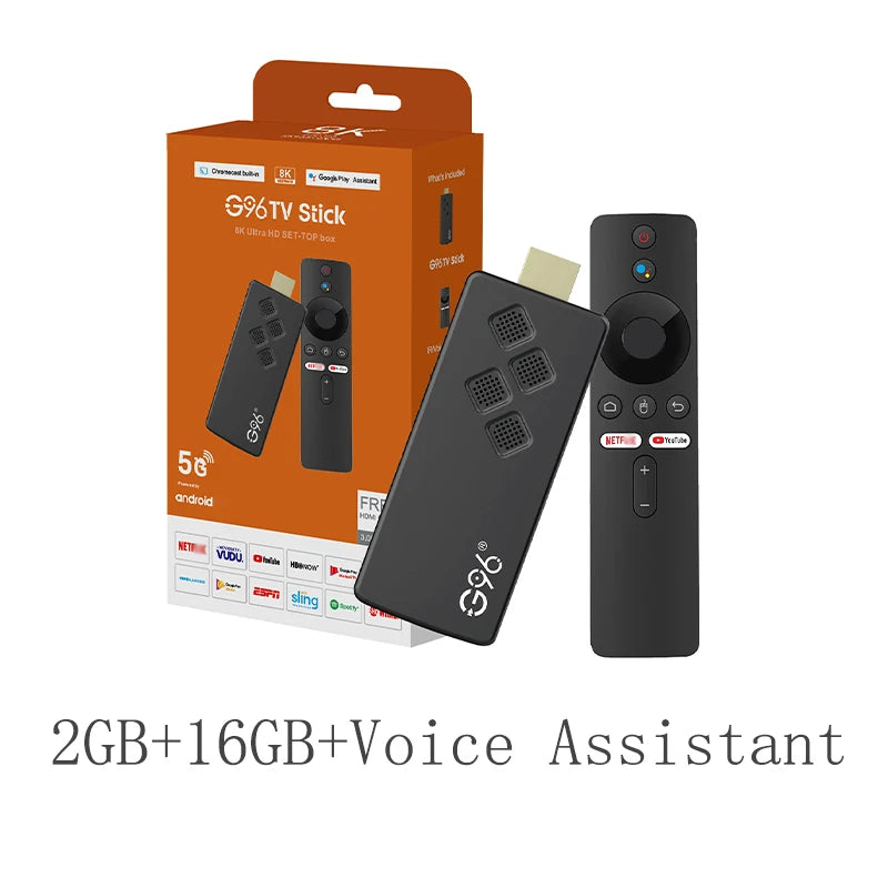 8K Android TV Stick with streaming and multilingual capabilities