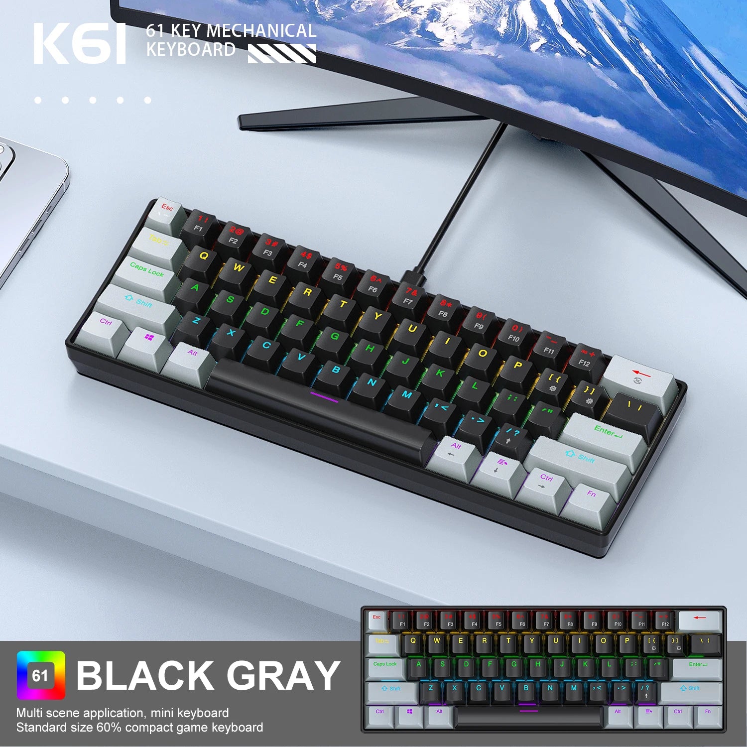 K61 60% Mechanische RGB Gaming-Tastatur