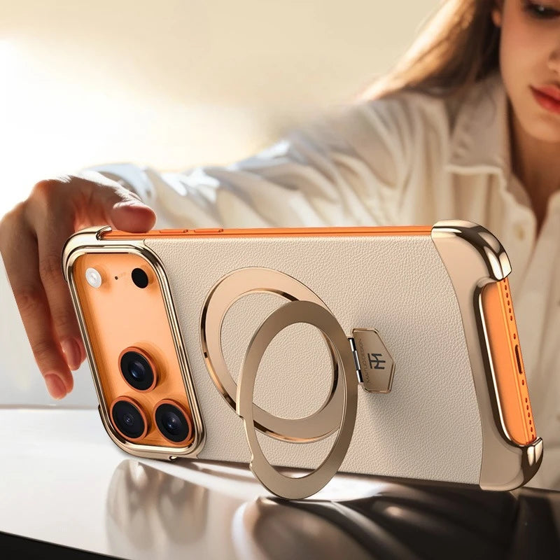 Luxus Lederhülle mit Drehhalter für iPhone 17