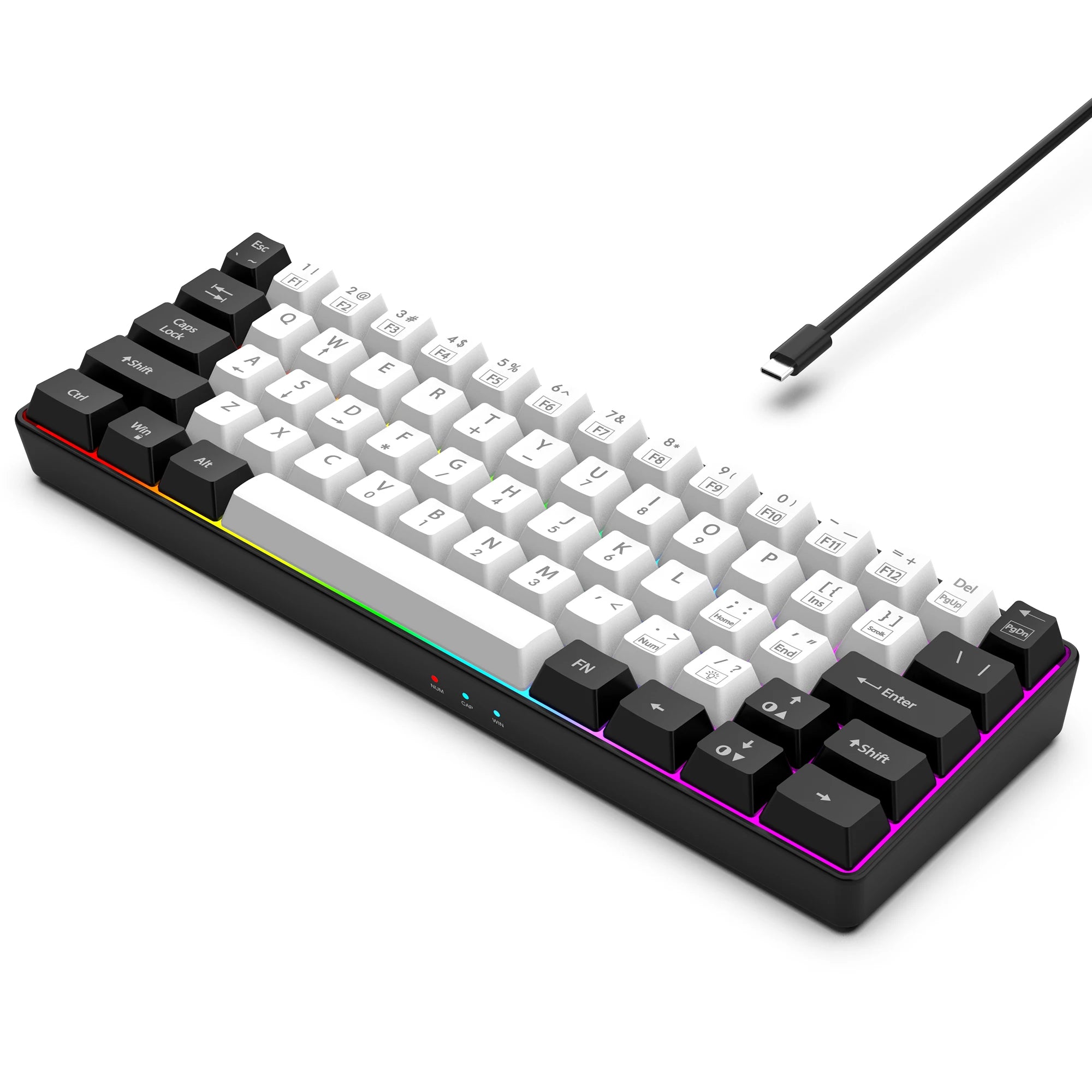 Kompakte 60% Gaming-Tastatur RGB