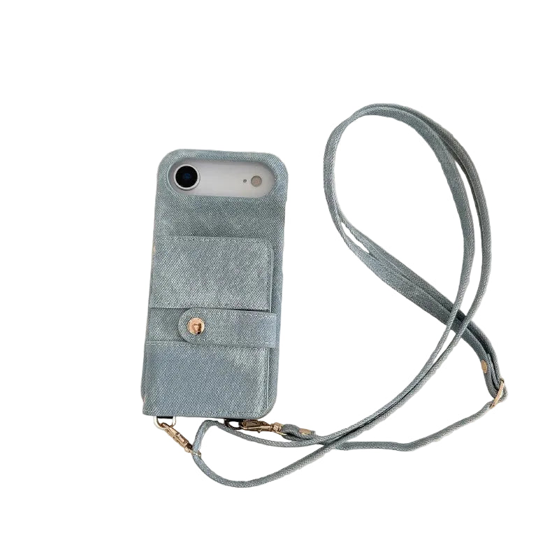 Denim card case with lanyard for Google Pixel 10