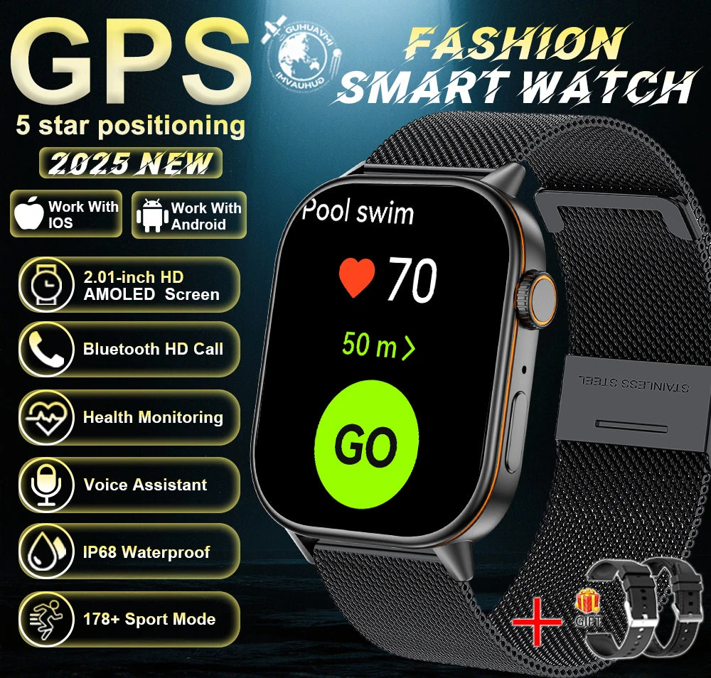 Robuste 2025 Militär GPS Smartwatch mit Taschenlampe & Bluetooth-Anruf für Android & iOS