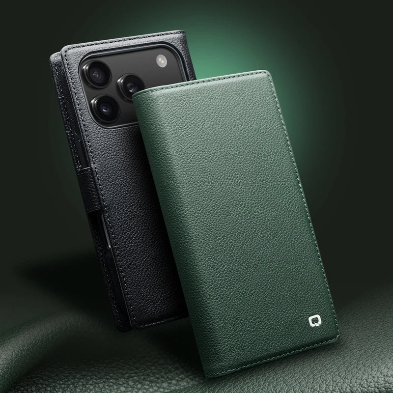 Luxus Echtleder Flip Hülle für iPhone 17 Pro Max