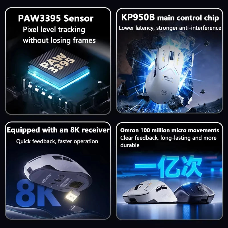 Kabellose Gaming-Maus IN10R 8K Sensor, leicht & stark