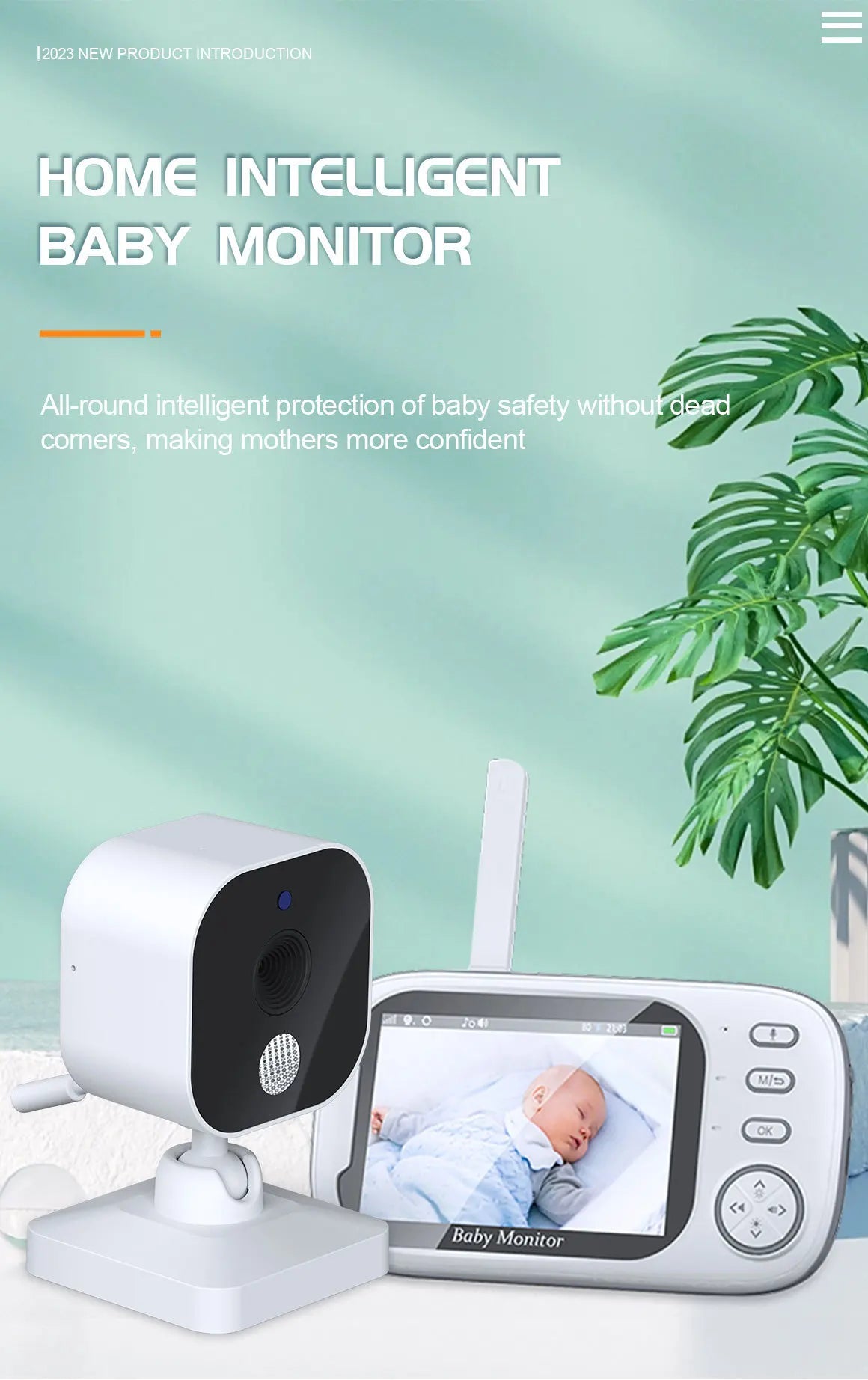 Kabelloses 3,5-Zoll Babyphone 720P mit VOX & Temperatur