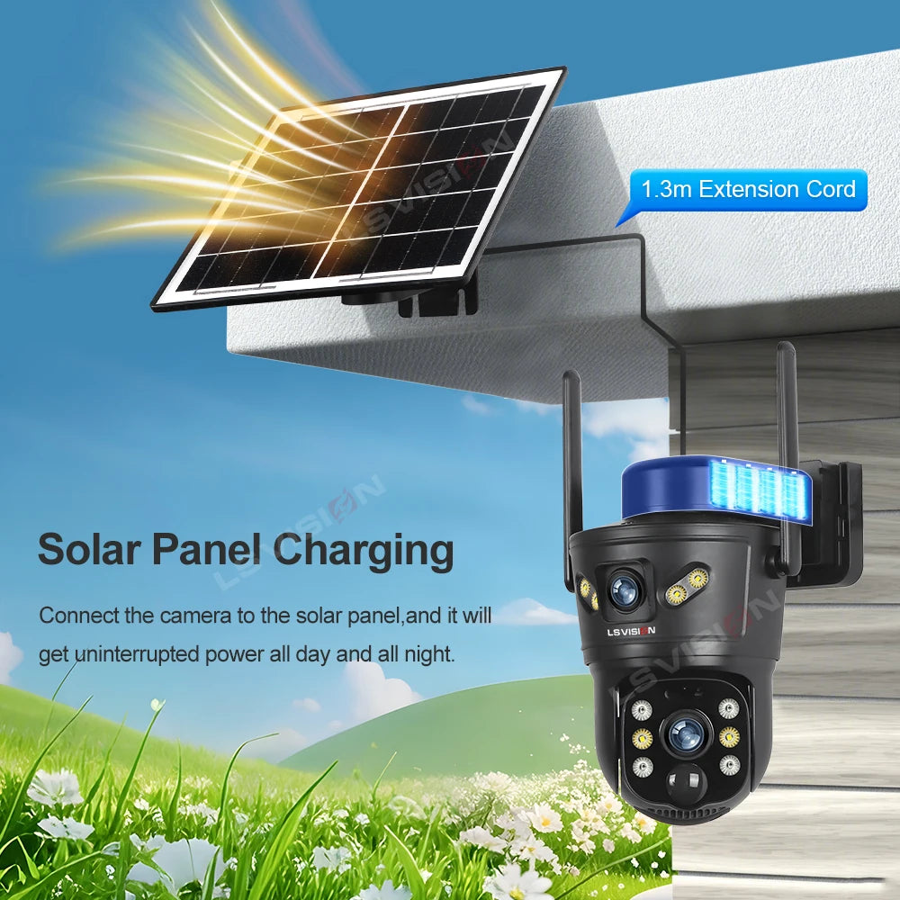 4G Solar Outdoor Camera 8MP Dual Lens PIR Night Vision
