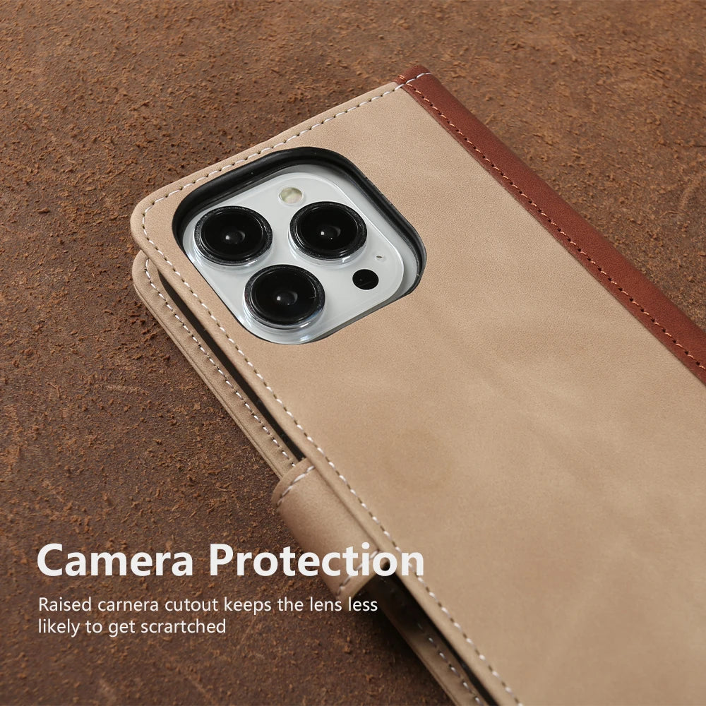 Luxus Leder Brieftaschenhülle für iPhone 17