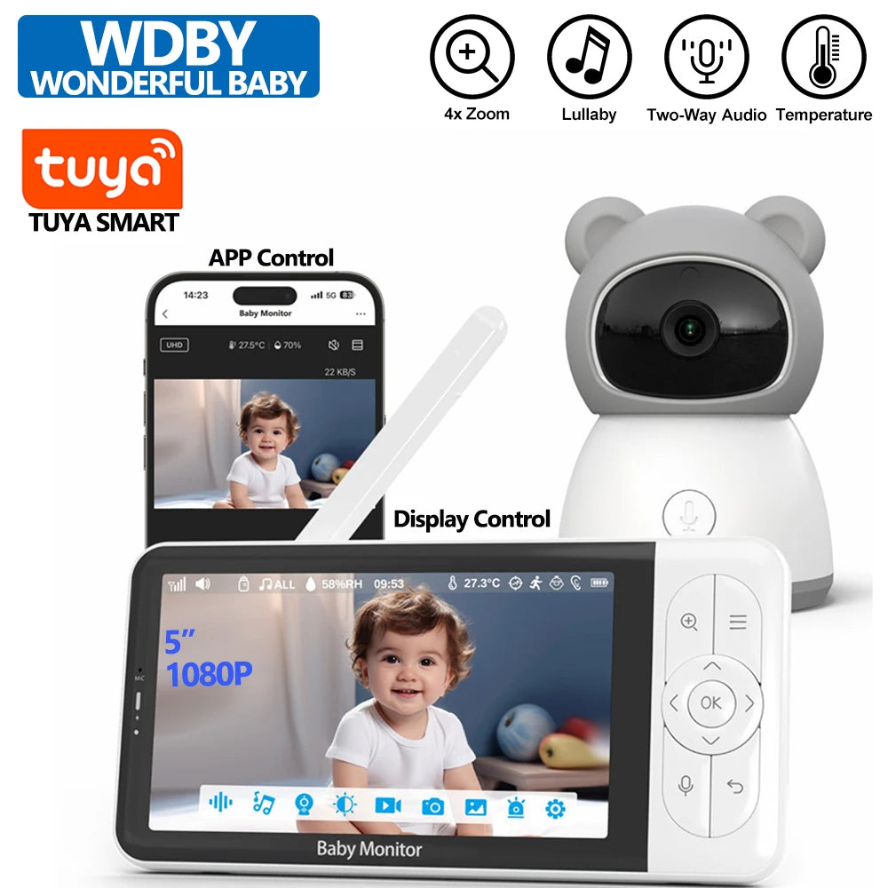 1080P Babyphone mit 5 Zoll Display und Temperatur