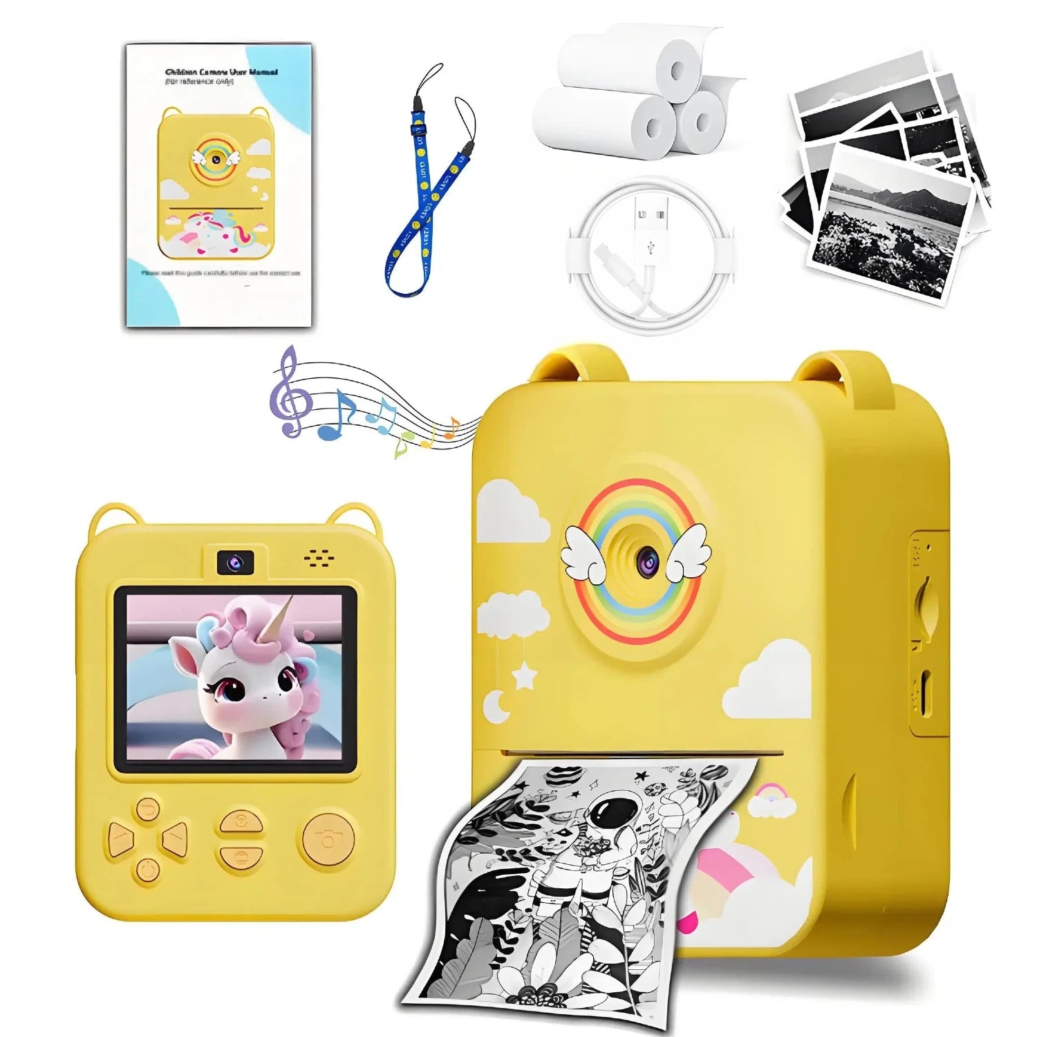 Kinder‑Sofortdruckkamera 1080P HD Einhorn Rosa