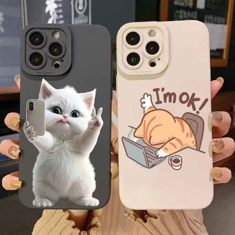 Süße Katzen Silikon Handyhülle iPhone Stoßfest Softcover