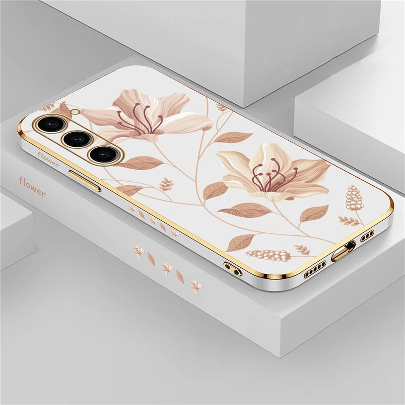 Silikon Hülle für Samsung Galaxy S24 Blumen Muster