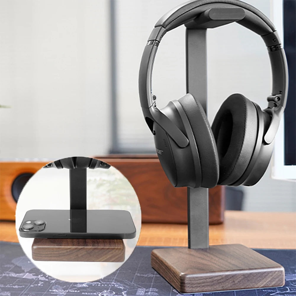 Holz-Aluminium Kopfhörerständer Desktop Organizer