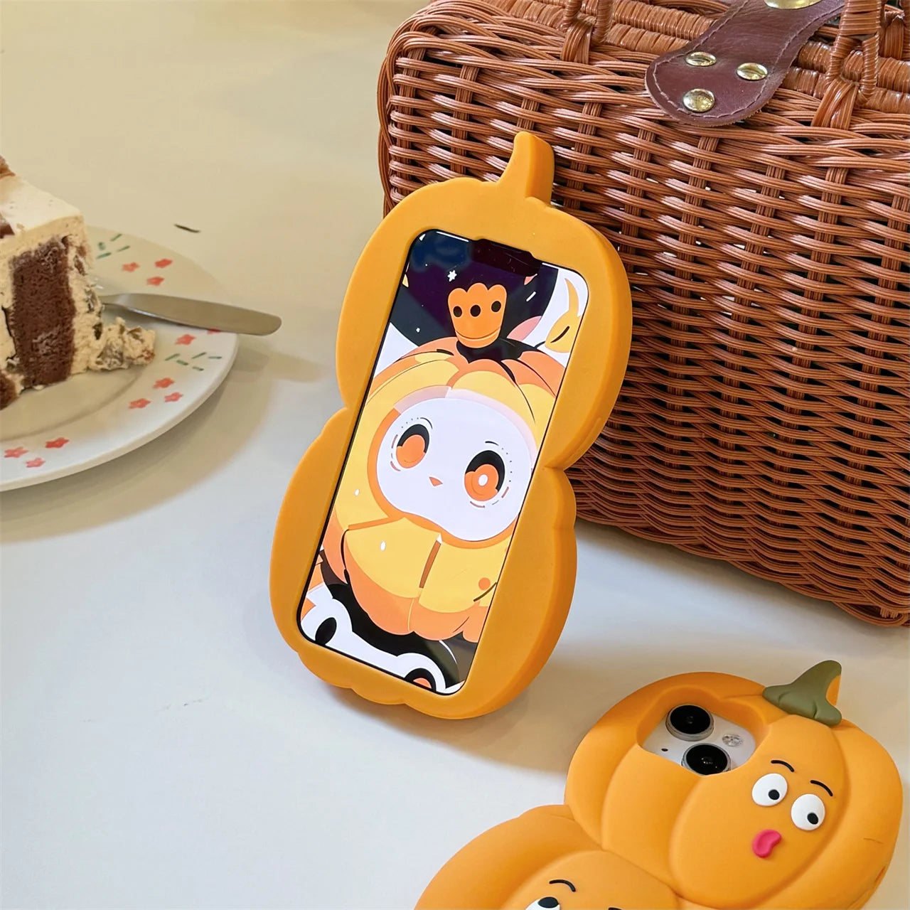 3D Kürbis Cartoon Hülle iPhone Silikon stoßfest