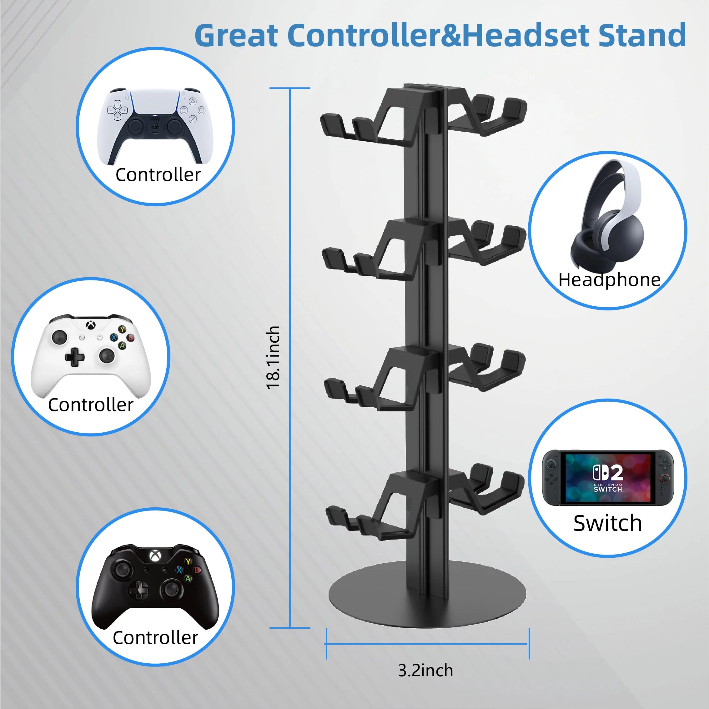 Universal Controller & Headset Holder Aluminum