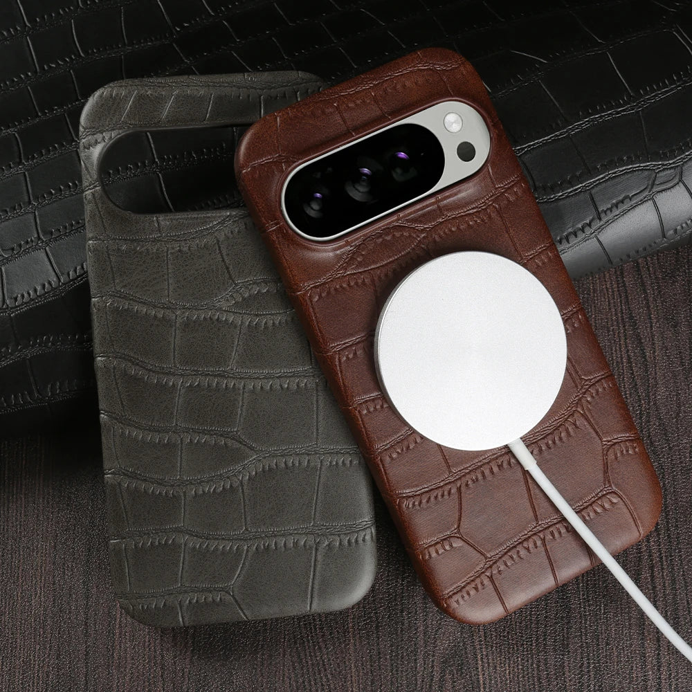 Magnetische Magsafe Lederhülle für Google Pixel 10