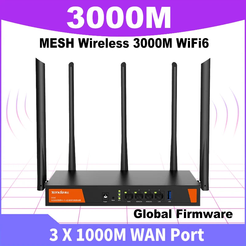Tenda W30E AX3000 WiFi6 Router Büro