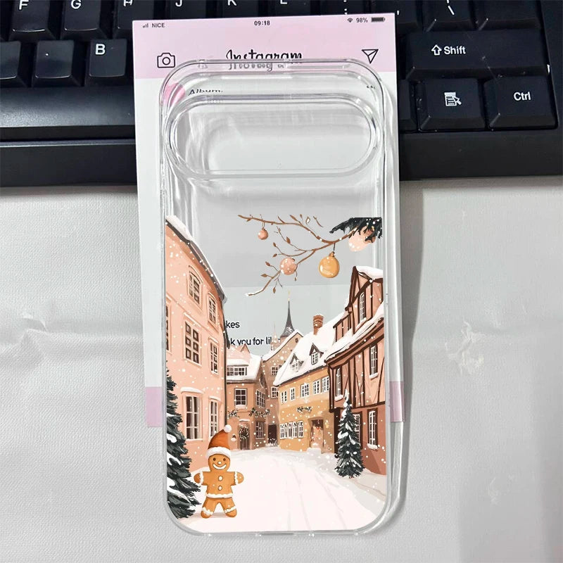 Winter-Handyhülle mit Schnee und Tannenbaum für Pixel