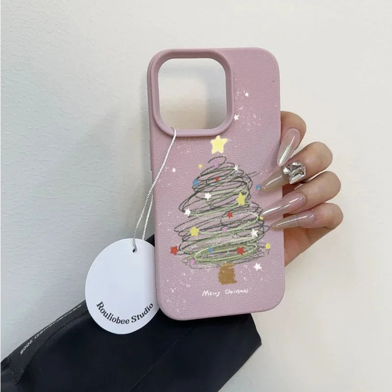 Handyhülle für Samsung S25 PU Leder Weihnachtsbaum