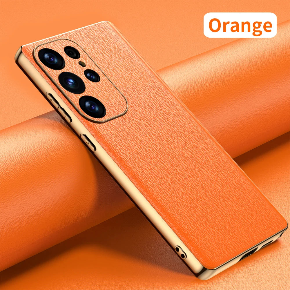 Luxus Leder Handyhülle für Samsung S25 360 Schutz