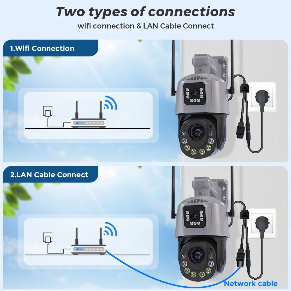 4K 8MP Dual-Lens PTZ WiFi Outdoor Camera