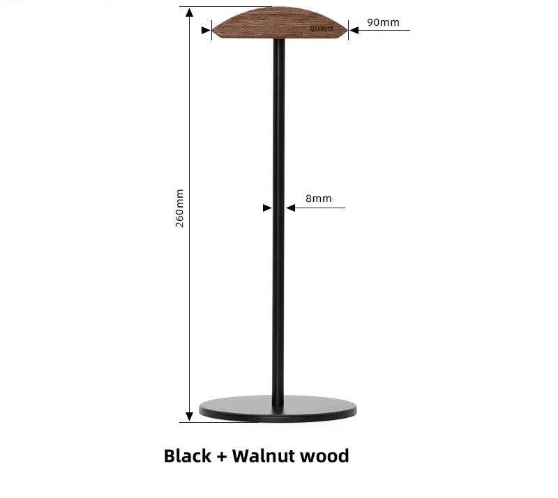 Minimalist headphone holder made of walnut wood