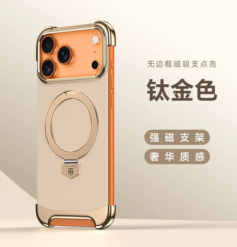 Magnetische Lederhülle mit Metallrahmen für iPhone 17