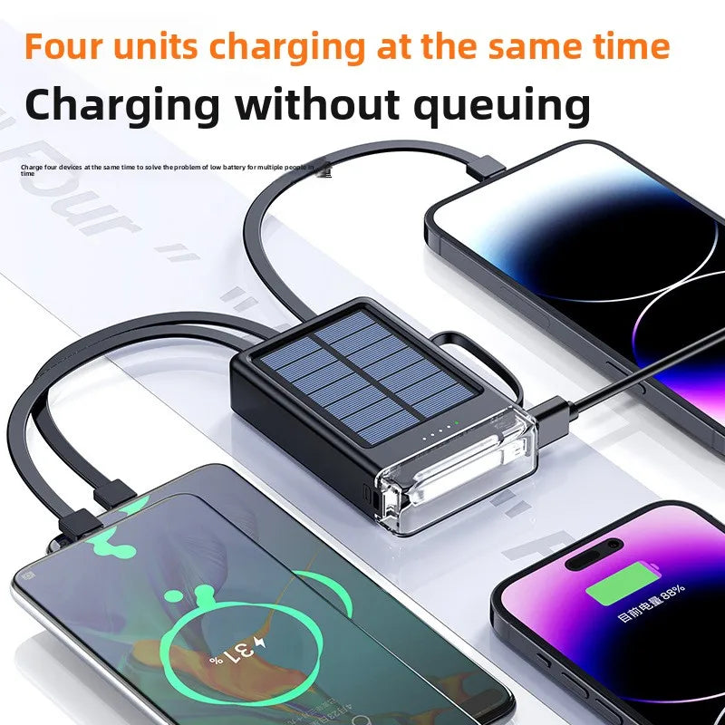Mini-Solar-Powerbank 20000 mAh mit integriertem Kabel