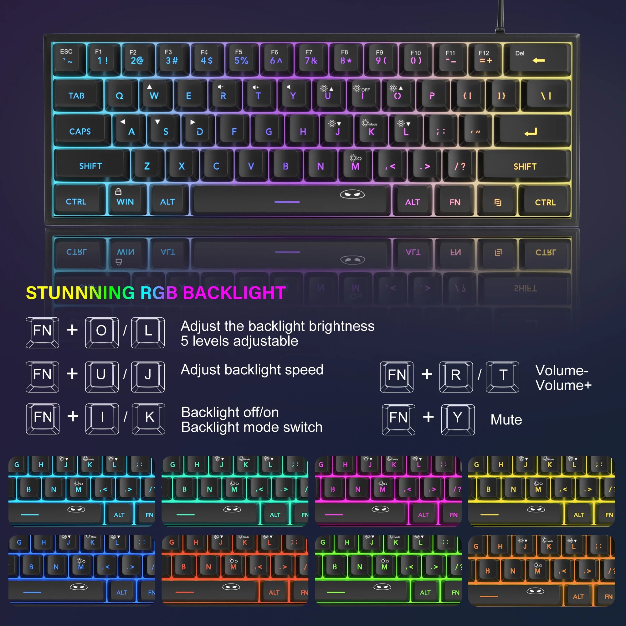 MageGee TS91 60 % Mini RGB Gaming-Tastatur