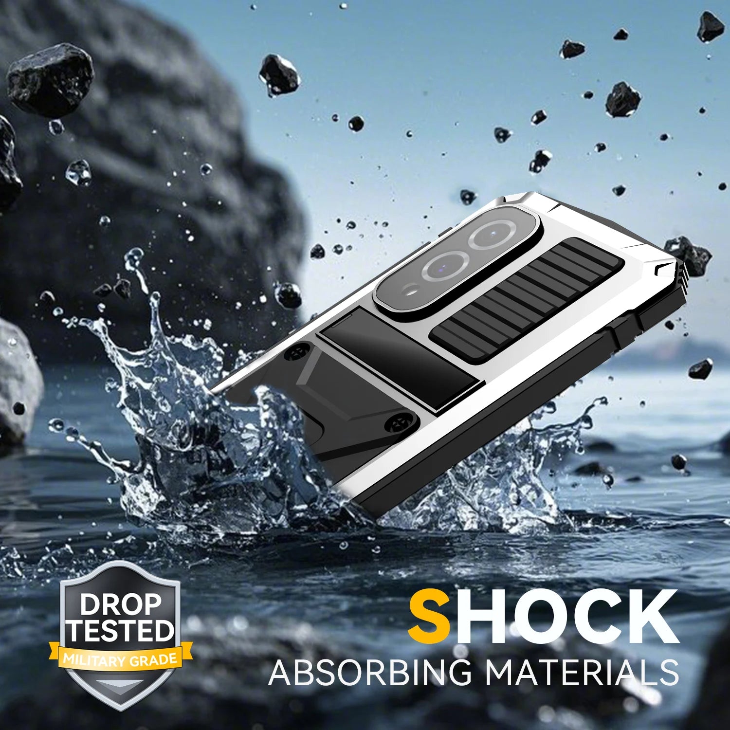 Metall Stoßfeste Hülle mit Glas für Samsung