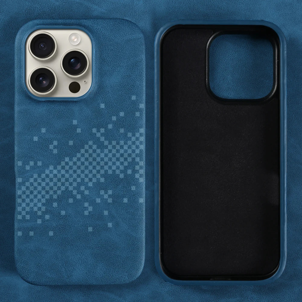 Luxus Lederhülle iPhone 17–15 Pro Max Stoßfest