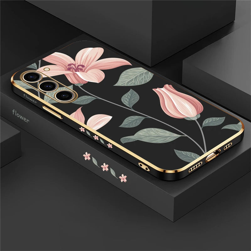 Silikon Hülle für Samsung Galaxy S24 Blumen Muster