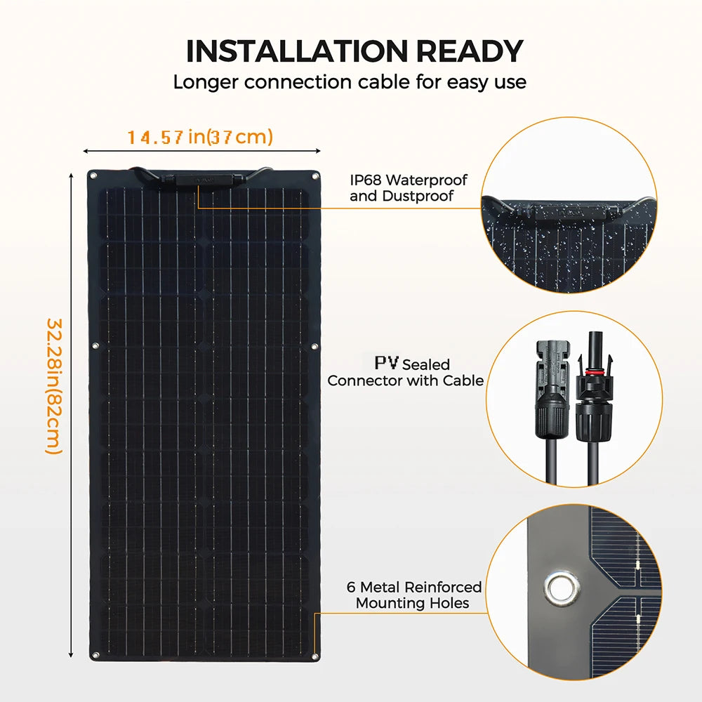 50W 12V Solar Panel Starter Kit for Motorhomes & Campers