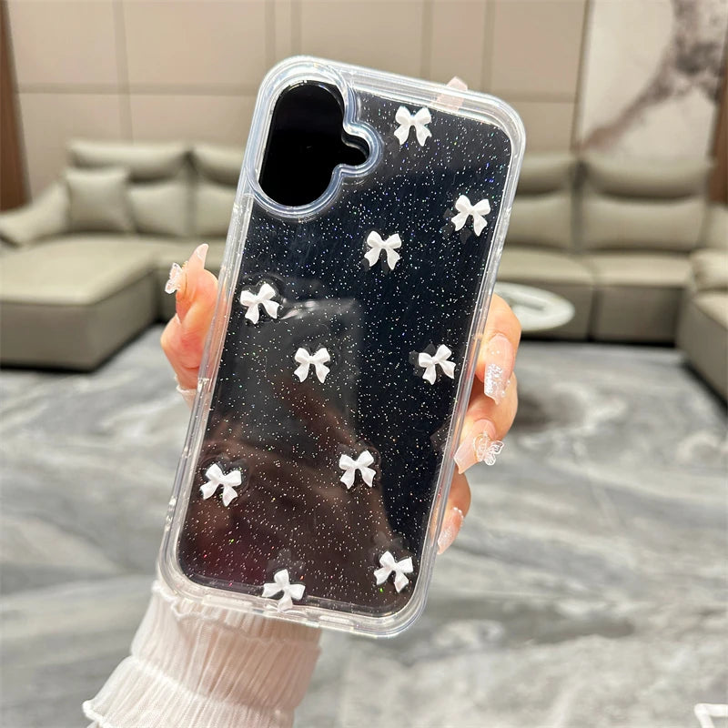 3D Schleifen Glitzer Hülle iPhone 11-16