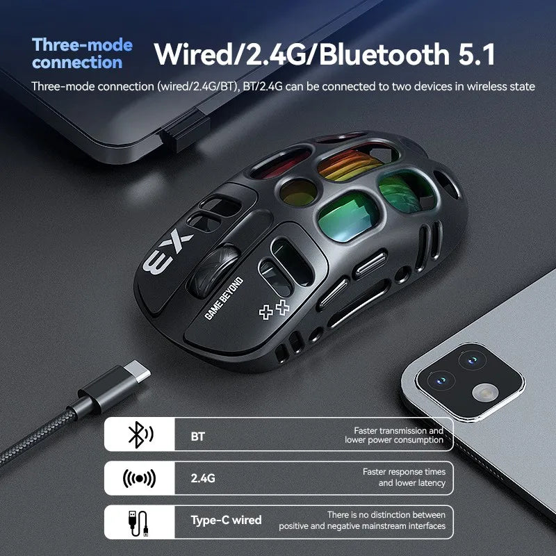 Kabellose Gaming-Maus X3 mit RGB Licht und PAW3311