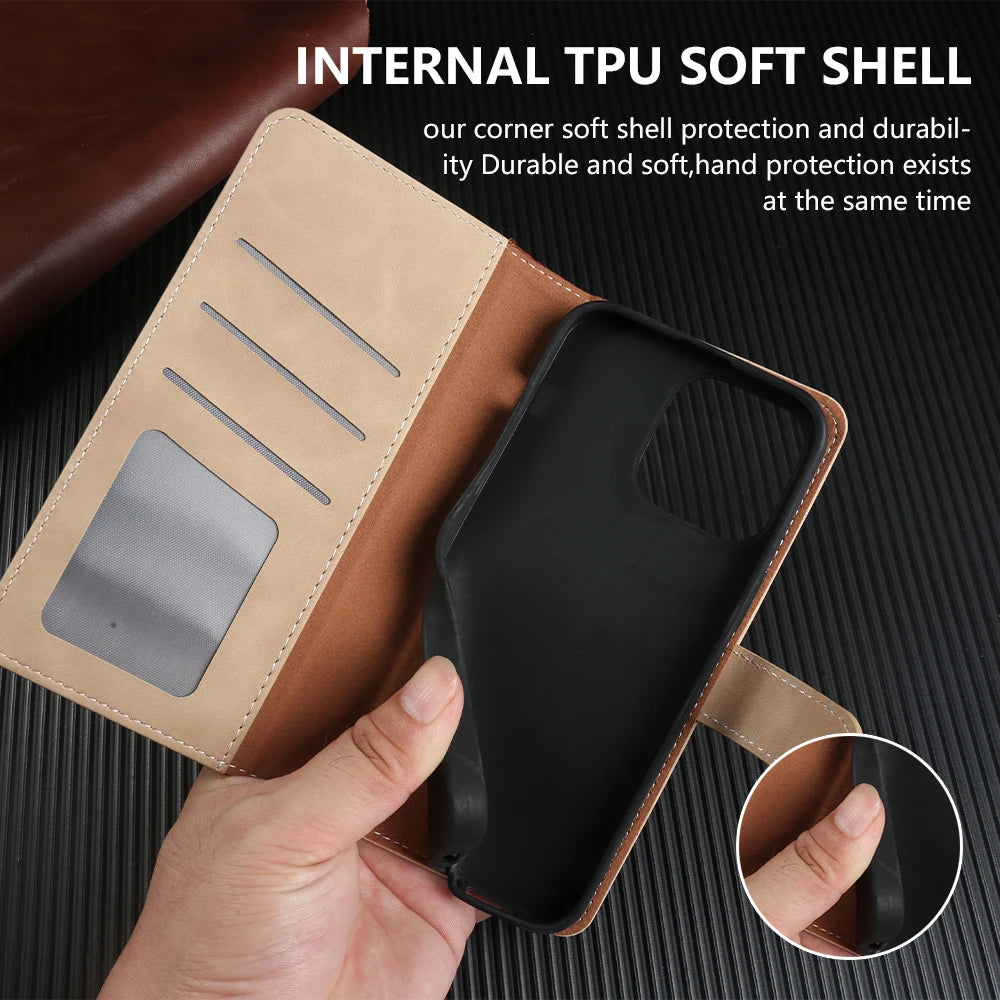 Luxus Leder Brieftaschenhülle für iPhone 17