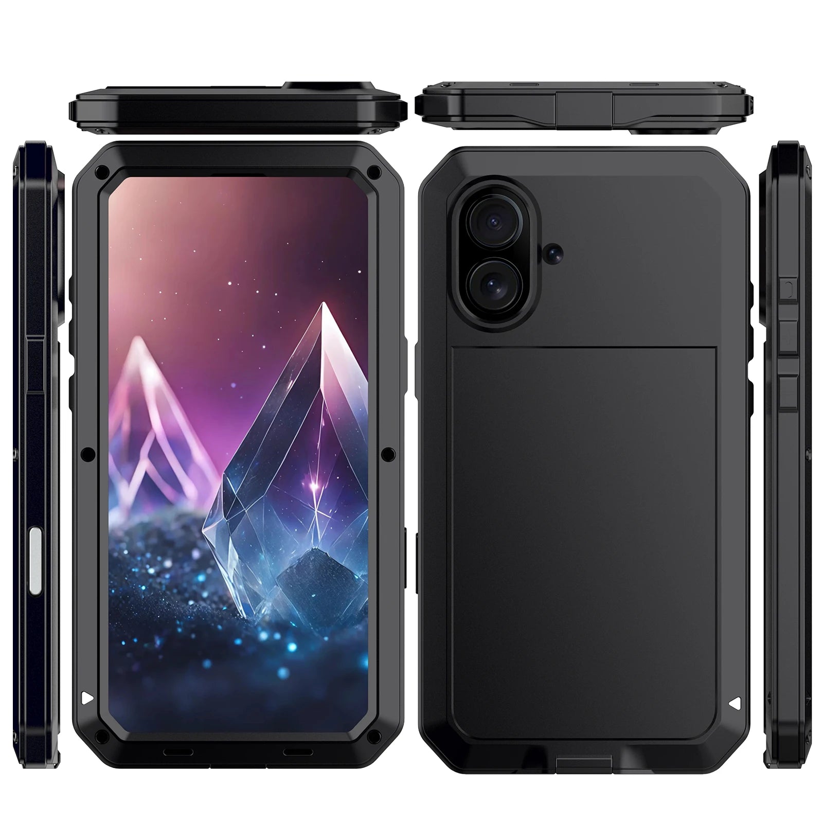 Shockproof metal and glass case for iPhone 17