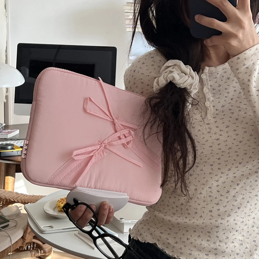 Cute bow padded laptop sleeve