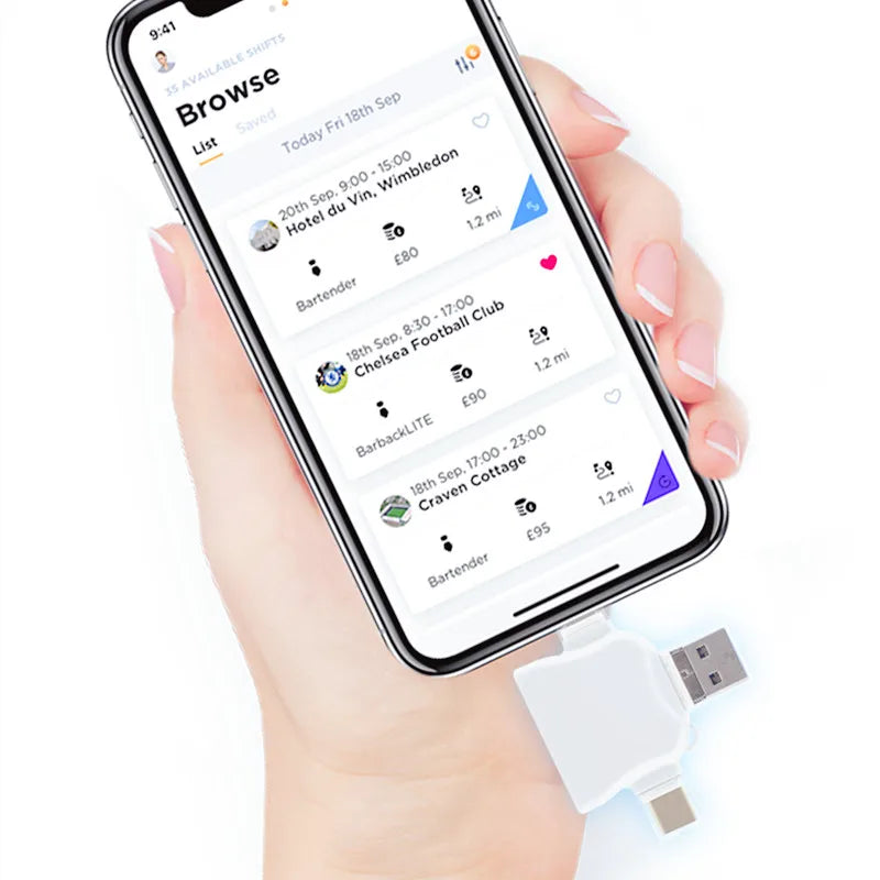 Lightning SD card reader USB 4-in-1 OTG adapter