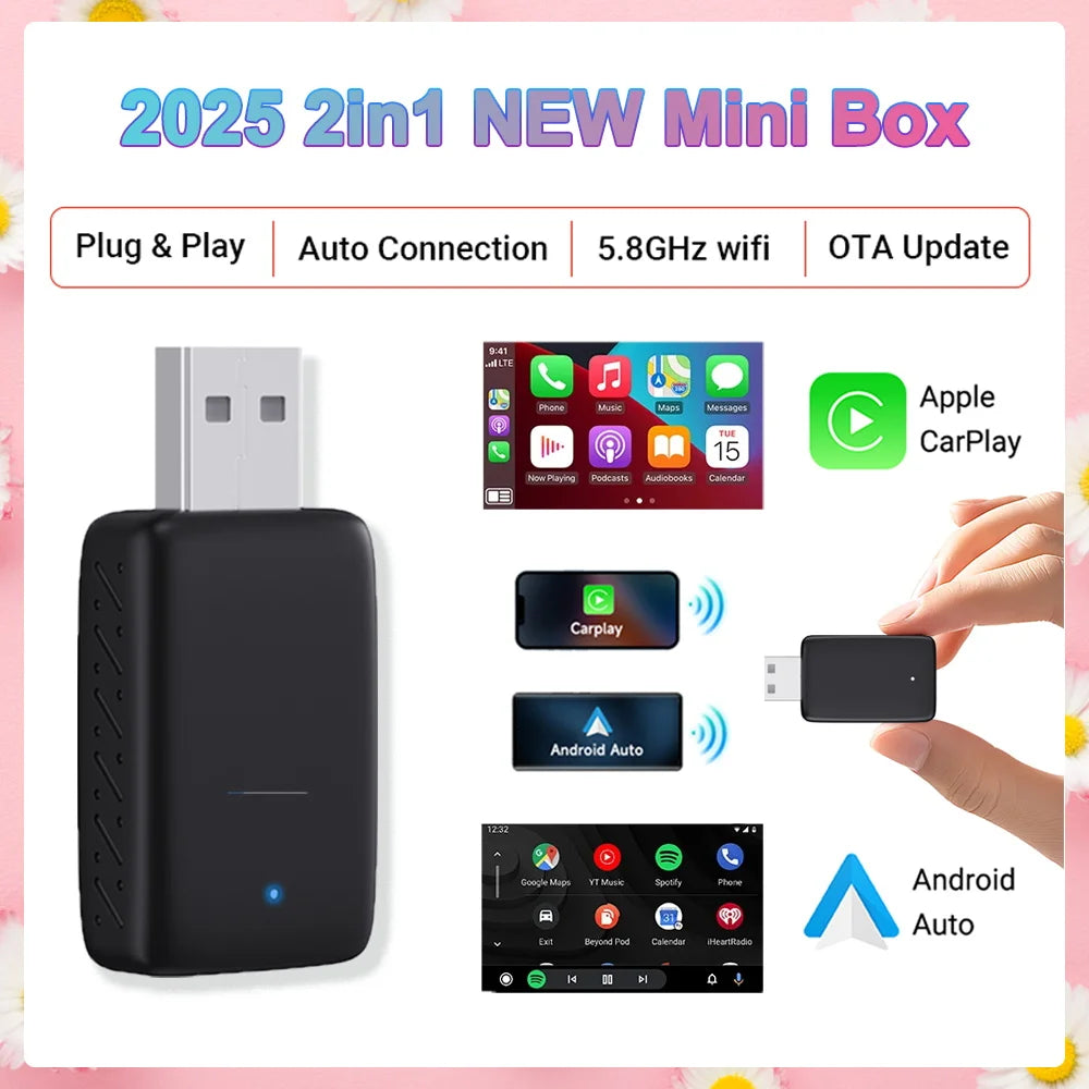 2025 2-in-1 Wireless CarPlay & Android Adapter