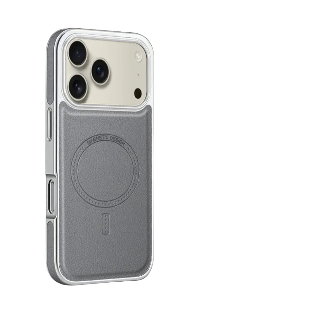 Luxus Plating Rahmen PU Leder Magnetische Hülle für iPhone 17
