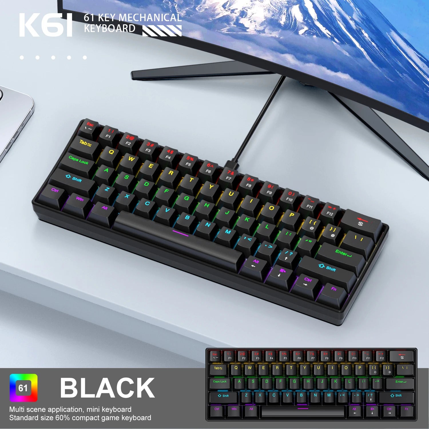 K61 60% Mechanische RGB Gaming-Tastatur