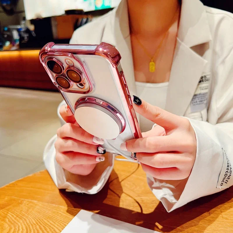 Für iPhone 17 transparente magnetische Halterungshülle