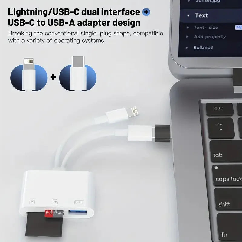 3-in-1 USB Type-C card reader for TF, SD, and CF cards