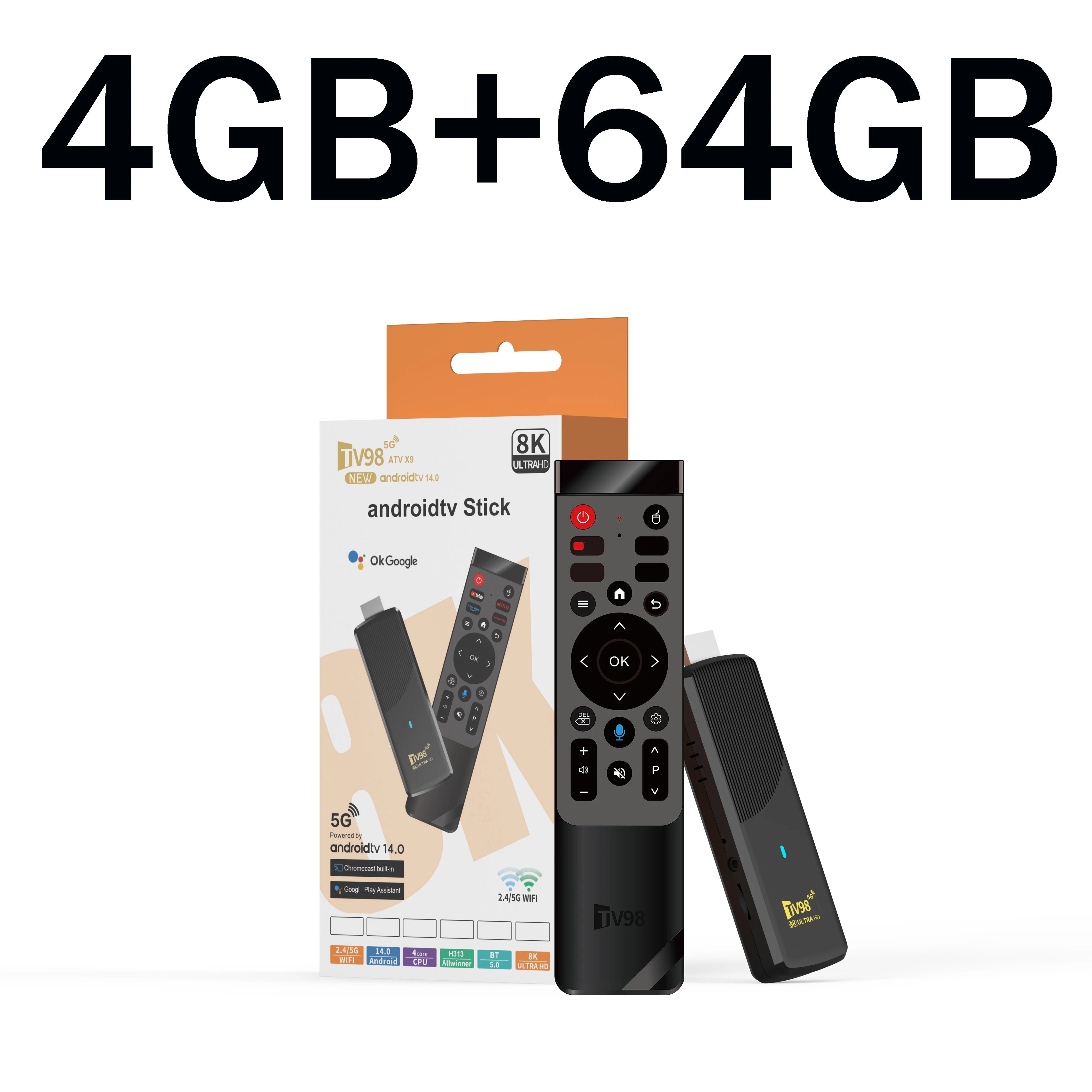 TV Stick 8K Android14 4K HDR Media Player